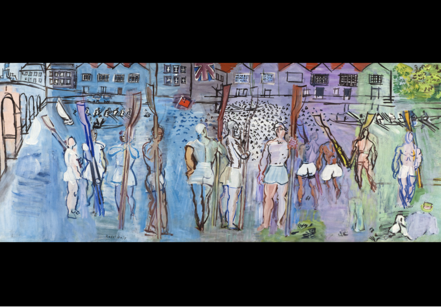 Rowers and Oars by the River
